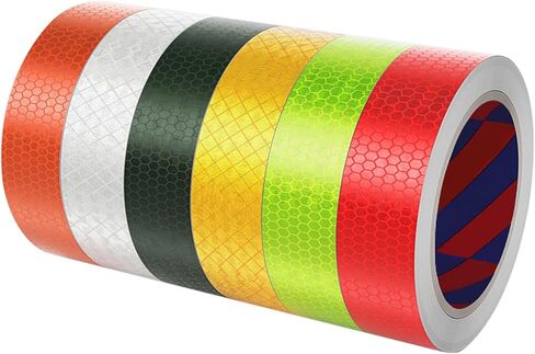 6 Rolls Reflective Tape, 1 Inch x 10 Feet x 6 Colors - High Intensity - Safety Tape Waterproof Conspicuity for Trailer Reflector Trucks Bikes Baby Strollers Helmets in Kuwait