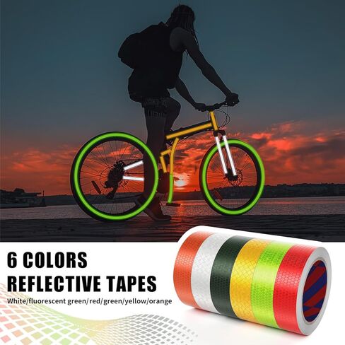 6 Rolls Reflective Tape, 1 Inch x 10 Feet x 6 Colors - High Intensity - Safety Tape Waterproof Conspicuity for Trailer Reflector Trucks Bikes Baby Strollers Helmets in Kuwait
