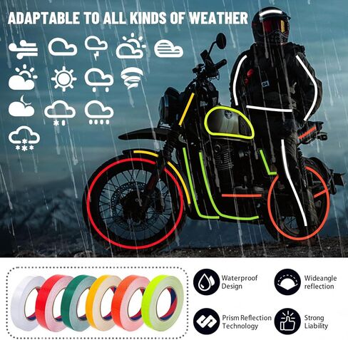6 Rolls Reflective Tape, 1 Inch x 10 Feet x 6 Colors - High Intensity - Safety Tape Waterproof Conspicuity for Trailer Reflector Trucks Bikes Baby Strollers Helmets in Kuwait
