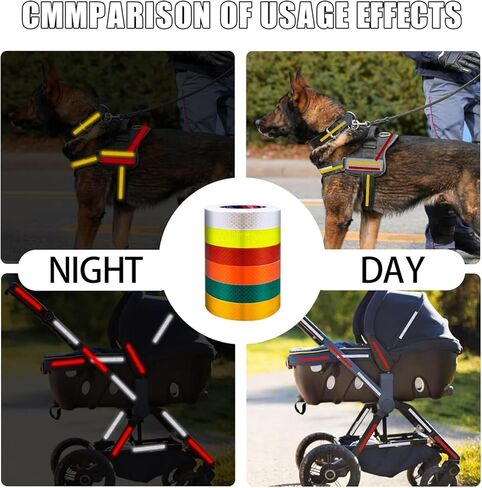 6 Rolls Reflective Tape, 1 Inch x 10 Feet x 6 Colors - High Intensity - Safety Tape Waterproof Conspicuity for Trailer Reflector Trucks Bikes Baby Strollers Helmets in Kuwait