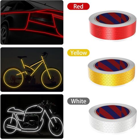 6 Rolls Reflective Tape, 1 Inch x 10 Feet x 6 Colors - High Intensity - Safety Tape Waterproof Conspicuity for Trailer Reflector Trucks Bikes Baby Strollers Helmets in Kuwait