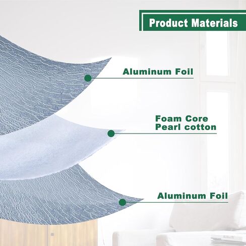 Reflective Insulation | 3mm 12in x 10ft Radiant Barrier with Reflective Foam Core and Dual Layer Aluminum Foil | Ideal for Ceilings, Walls, Garage Doors,Steel Structures, RV Windows, Roofs ect in Saudi Arabia