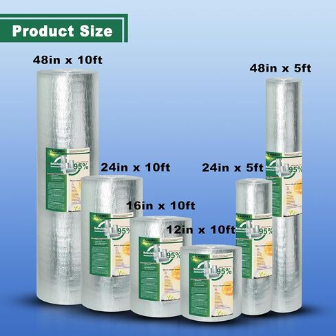 Reflective Insulation | 3mm 12in x 10ft Radiant Barrier with Reflective Foam Core and Dual Layer Aluminum Foil | Ideal for Ceilings, Walls, Garage Doors,Steel Structures, RV Windows, Roofs ect in Saudi Arabia
