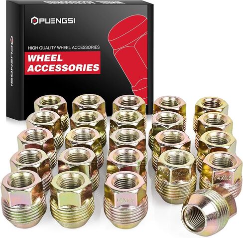 PUENGSI 24 قطعة صواميل عروة M14x1.5، بطول 1.12 بوصة، 7/8 بوصة سداسية ذات نهاية مفتوحة متوافقة مع تشيفي سيلفرادو سوبربان إكسبريس 1500، سييرا 1500 يوكون كاديلاك إسكاليد in Kuwait