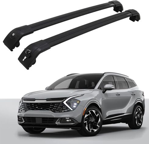 قضبان متقاطعة لحامل السقف تناسب 2023 2024 Kia ​​Sportage SX/SX Prestige قضبان متقاطعة قابلة للقفل حامل الحقائب (مع سياج جانبي دافق) in Saudi Arabia