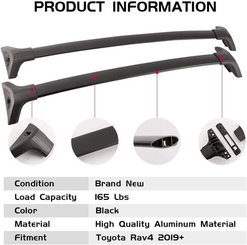 Roof Rack Cross Bars Fit for Toyota RAV4 2019-2023 LE XLE XSE Limited Hybrid, Aluminum Top Rail Cargo Accesorries Rooftop Luggage Carrier Set in Saudi Arabia