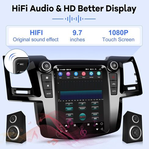 [2+64G] راديو سيارة لسيارة Toyota Hilux 2005 2006 2007 2008 2009 2010 2011 2012 2013 2014-9.7 بوصة Android 13 شاشة لمس رأسية ستيريو، Carplay/Android Auto/Hi-Fi Audio/1080P/SWC/Bluetooth in Saudi Arabia