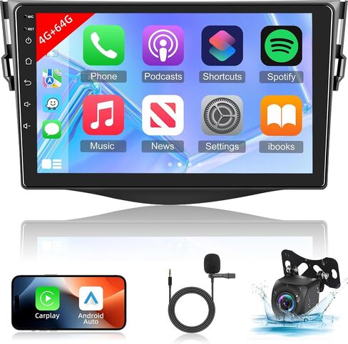 8 Core 4+64G Android Car Radio for Toyota RAV4 2007 2008 2009 2010 2011 2012-9 inch IPS Touchscreen Stereo with Carplay/Android Auto/WiFi/GPS/DSP & 32EQ in Saudi Arabia