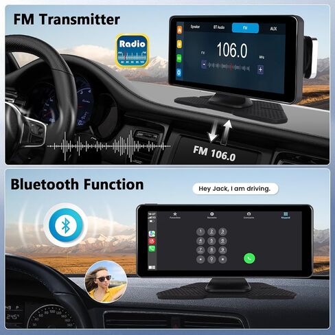 SIXWIN Wireless Apple Carplay Android Auto 6.86 بوصة شاشة تشغيل السيارة تعمل باللمس مع كاميرا أمامية 4K DVR واي فاي فيديو بلوتوث FM جهاز إرسال مرآة رابط حلقة فيديو احتياطية كاميرا قابلة للتعديل in Saudi Arabia