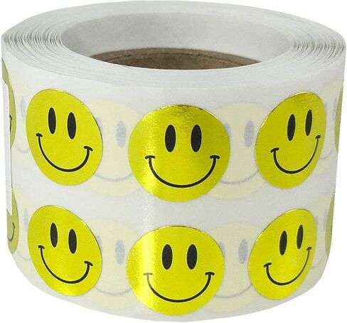 1/2" Inch Small Fluorescent Pink Happy Face Labels, 1,000 Total Adhesive Stickers on a Roll, Perfect for Kids Classroom Incentives, Motivational Chart Use in Saudi Arabia