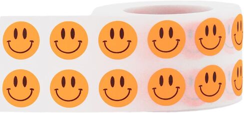 1/2" Inch Small Fluorescent Pink Happy Face Labels, 1,000 Total Adhesive Stickers on a Roll, Perfect for Kids Classroom Incentives, Motivational Chart Use in Saudi Arabia