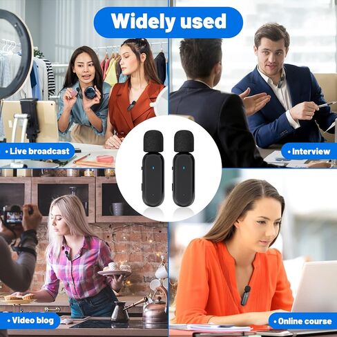 Wireless Lavalier Microphone for iPhone iPad Lapel Mics Plug-Play Lapel Microphone 2 Clip-on Microphones for Video Recording Vlogging, YouTube, Interview, 3 Mode Denoise in Saudi Arabia