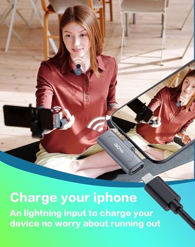 ميكروفون GDV لاسلكي Lavalier لأجهزة iPhone iPad، طقم 2 ميكروفونات مع علبة شحن، تقليل الضوضاء 2.4 جيجا هرتز، توصيل ميكروفون تلقائي للمزامنة والتشغيل لليوتيوب، فيسبوك، البث المباشر، التسجيل، Tiktok in Saudi Arabia
