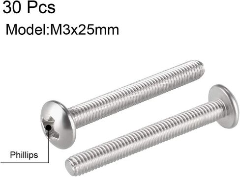 uxcell Machine Screws, M3x4mm Phillips Screw, 304 Stainless Steel, Fasteners Bolts 30Pcs in Saudi Arabia