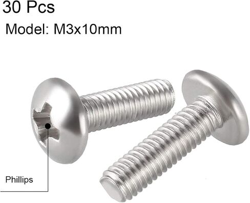 uxcell Machine Screws, M3x4mm Phillips Screw, 304 Stainless Steel, Fasteners Bolts 30Pcs in Saudi Arabia