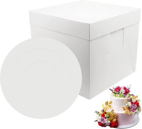 2 Sets Cake boxes 12x12x10 inches with Cake Board for Cakes, White Cake Boxes, Disposable Cake Containers in Saudi Arabia