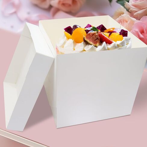 2 Sets Cake boxes 12x12x10 inches with Cake Board for Cakes, White Cake Boxes, Disposable Cake Containers in Saudi Arabia