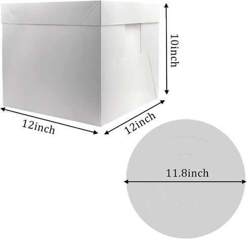 2 Sets Cake boxes 12x12x10 inches with Cake Board for Cakes, White Cake Boxes, Disposable Cake Containers in Saudi Arabia