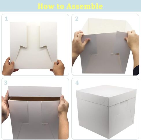 2 Sets Cake boxes 12x12x10 inches with Cake Board for Cakes, White Cake Boxes, Disposable Cake Containers in Saudi Arabia