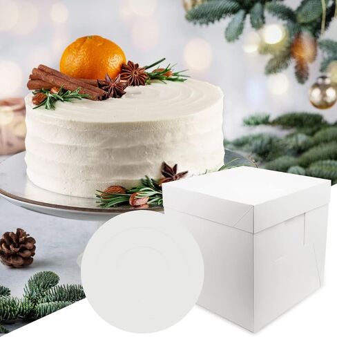 2 Sets Cake boxes 12x12x10 inches with Cake Board for Cakes, White Cake Boxes, Disposable Cake Containers in Saudi Arabia