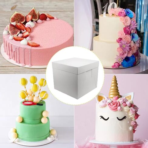 2 Sets Cake boxes 12x12x10 inches with Cake Board for Cakes, White Cake Boxes, Disposable Cake Containers in Saudi Arabia