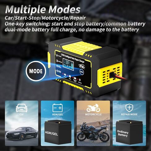 TPE Car Battery Charger 6 Amp 12V Battery Charger Automotive, Trickle Charger for Car Battery Smart Battery Charger for Lead Acid Batteries Car Truck Motorcycle Lawn Mower Marine in Kuwait