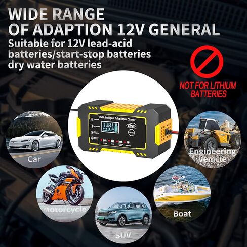 TPE Car Battery Charger 6 Amp 12V Battery Charger Automotive, Trickle Charger for Car Battery Smart Battery Charger for Lead Acid Batteries Car Truck Motorcycle Lawn Mower Marine in Kuwait