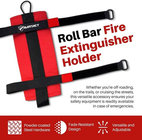 Bartact - 2.5 lb Roll Bar Fire Extinguisher Mount for Vehicle Holder, Adjustable Fire Extinguisher Holder Mount, US Made Universal Vehicle Fire Extinguisher Holder Fits All Roll Bars (Black) in Saudi Arabia