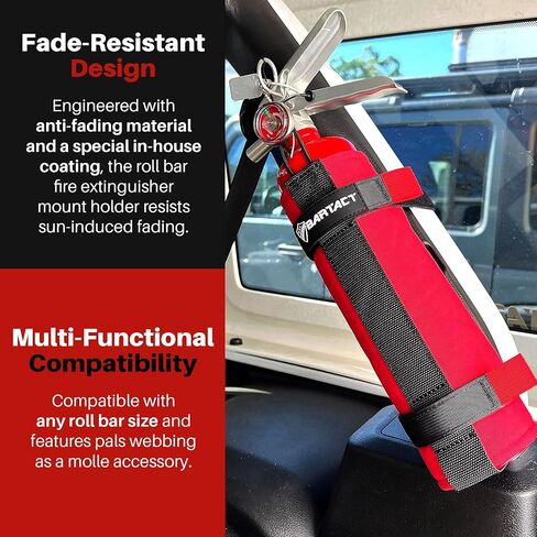 Bartact - 2.5 lb Roll Bar Fire Extinguisher Mount for Vehicle Holder, Adjustable Fire Extinguisher Holder Mount, US Made Universal Vehicle Fire Extinguisher Holder Fits All Roll Bars (Black) in Saudi Arabia