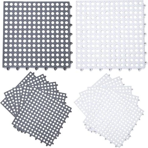 12 قطعة من الوسائد المتشابكة المعيارية، بلاط أرضيات متشابك مقاس 12 × 12 بوصة مع فتحات تصريف، حصيرة مقاومة للماء من مادة PVC غير قابلة للانزلاق للمناطق الرطبة والحمام والمطبخ وحمام السباحة in Kuwait