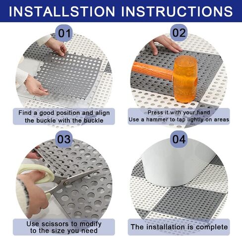 12 قطعة من الوسائد المتشابكة المعيارية، بلاط أرضيات متشابك مقاس 12 × 12 بوصة مع فتحات تصريف، حصيرة مقاومة للماء من مادة PVC غير قابلة للانزلاق للمناطق الرطبة والحمام والمطبخ وحمام السباحة in Kuwait