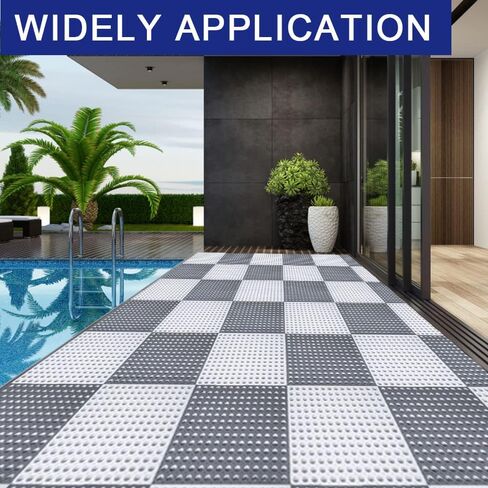 12 قطعة من الوسائد المتشابكة المعيارية، بلاط أرضيات متشابك مقاس 12 × 12 بوصة مع فتحات تصريف، حصيرة مقاومة للماء من مادة PVC غير قابلة للانزلاق للمناطق الرطبة والحمام والمطبخ وحمام السباحة in Kuwait
