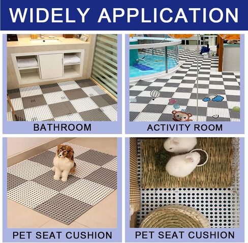 12 قطعة من الوسائد المتشابكة المعيارية، بلاط أرضيات متشابك مقاس 12 × 12 بوصة مع فتحات تصريف، حصيرة مقاومة للماء من مادة PVC غير قابلة للانزلاق للمناطق الرطبة والحمام والمطبخ وحمام السباحة in Kuwait