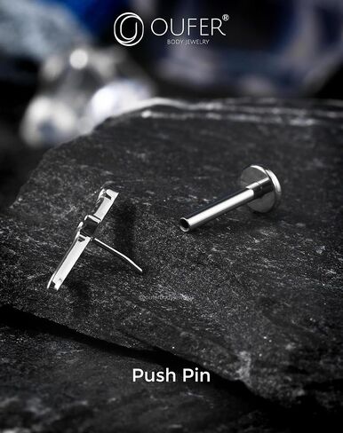 OUFER Cartilage Helix Earrings, 316L Surgical Steel 16G Earring Studs Silver Gold Flat Back, Threadless Sword Element Cartilage Helix Tragus Conch Lobe Lip Piercing Jewelry for Women and Men in Saudi Arabia