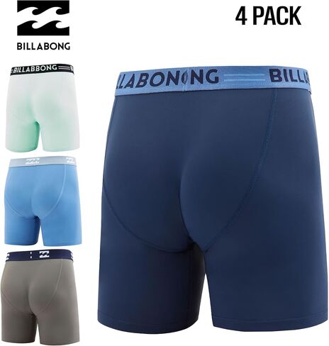 ملابس داخلية رجالي من Billabong مكونة من 4 قطع سراويل طويلة مضغوطة لأداء الساق ملابس داخلية للرجال مقاس 7.5 بوصة درزة داخلية in Saudi Arabia