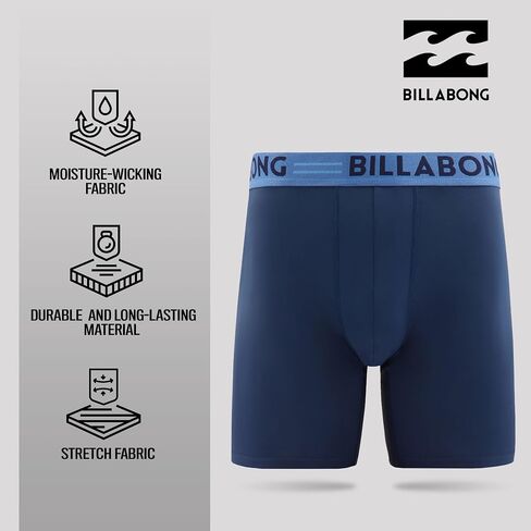 ملابس داخلية رجالي من Billabong مكونة من 4 قطع سراويل طويلة مضغوطة لأداء الساق ملابس داخلية للرجال مقاس 7.5 بوصة درزة داخلية in Saudi Arabia