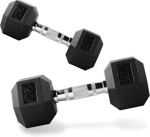 PRCTZ Rubber Encased Hex Dumbbell, 35lbs Pair (35) Black in Kuwait