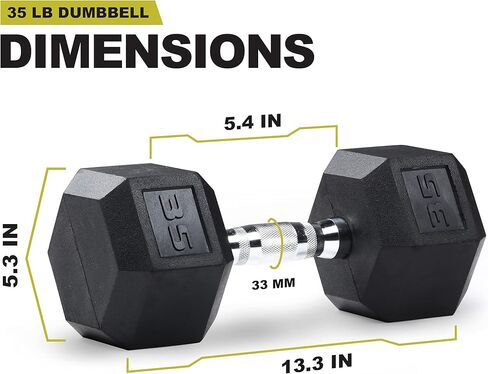 PRCTZ Rubber Encased Hex Dumbbell, 35lbs Pair (35) Black in Kuwait