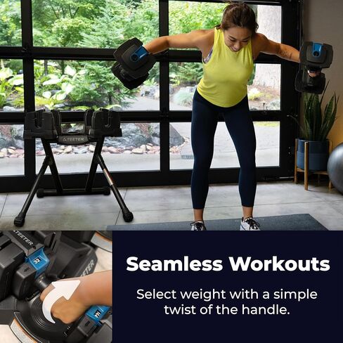 مجموعة وزن الدمبل القابلة للتعديل من Teeter ProFlex 432، 8 في 1 أوزان مجانية من 4 إلى 32 رطل، مقابض سريعة الإعداد، توفير مساحة صالة الألعاب الرياضية المنزلية (جديد في 2024) in Kuwait