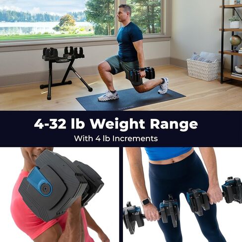 مجموعة وزن الدمبل القابلة للتعديل من Teeter ProFlex 432، 8 في 1 أوزان مجانية من 4 إلى 32 رطل، مقابض سريعة الإعداد، توفير مساحة صالة الألعاب الرياضية المنزلية (جديد في 2024) in Kuwait