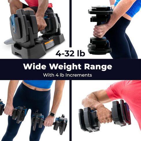 مجموعة وزن الدمبل القابلة للتعديل من Teeter ProFlex 432، 8 في 1 أوزان مجانية من 4 إلى 32 رطل، مقابض سريعة الإعداد، توفير مساحة صالة الألعاب الرياضية المنزلية (جديد في 2024) in Kuwait