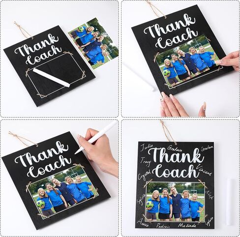 4 Pieces Coach Gifts Thanks Coach Wood Photo Frame with Pen Coach Keychain Stainless Steel Whistle Graduation Coach Appreciation Gift for Basketball Soccer Baseball Volleyball Hockey Sports Team in Saudi Arabia
