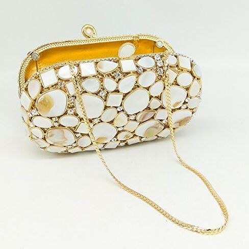 Boutique De FGG Synthetic Shell Evening Bags and Clutches for Women Formal, Wedding Bridal Rhinestone Handbags and Purses in Saudi Arabia
