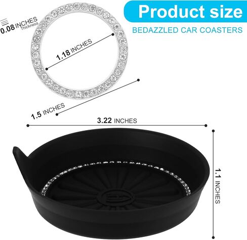 2PCS Car Cup Coasters, 1PCS Car Bling Crystal Engine Start Ring, Car Coasters for Cup Holders, Car Cup Holder Coaster, Push Start Button Cover, Pushbutton Switches, Car Accessories for Women, NEYEUCI in Saudi Arabia