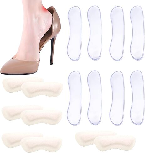 8 Pairs Heel Cushion Inserts,Heel Blister for Women Men Kids Heel Pads Anti Slip Improve Shoe Fit and Comfort Prevents Chafing, Reusable Grips Liners for Loose Shoes in Kuwait