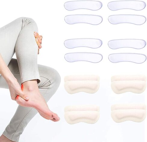 8 Pairs Heel Cushion Inserts,Heel Blister for Women Men Kids Heel Pads Anti Slip Improve Shoe Fit and Comfort Prevents Chafing, Reusable Grips Liners for Loose Shoes in Kuwait