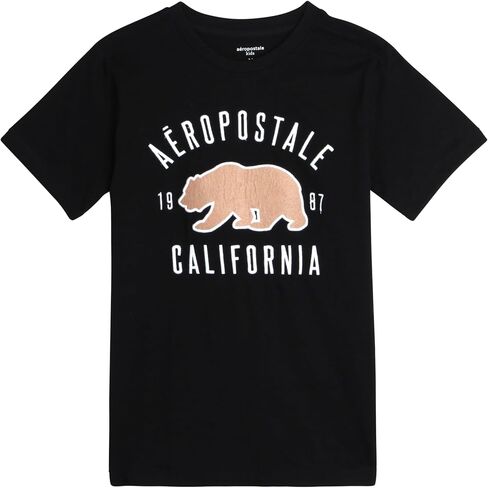 تي شيرت للأولاد من AEROPOSTALE - قميص قطني للأطفال بأكمام قصيرة - تي شيرت كلاسيكي برسومات بياقة دائرية للأولاد (4-16) in Kuwait