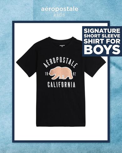 تي شيرت للأولاد من AEROPOSTALE - قميص قطني للأطفال بأكمام قصيرة - تي شيرت كلاسيكي برسومات بياقة دائرية للأولاد (4-16) in Kuwait
