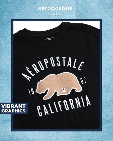 تي شيرت للأولاد من AEROPOSTALE - قميص قطني للأطفال بأكمام قصيرة - تي شيرت كلاسيكي برسومات بياقة دائرية للأولاد (4-16) in Kuwait