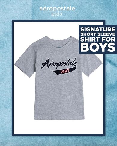 تي شيرت للأولاد من AEROPOSTALE - قميص قطني للأطفال بأكمام قصيرة - تي شيرت كلاسيكي برسومات بياقة دائرية للأولاد (4-16) in Kuwait